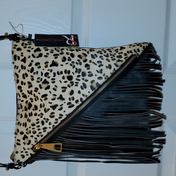 Sondra Roberts Handbags - Shondra Roberts Crossbody Leather/Calf Hair Bag NWT